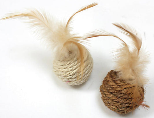 Balle en sisal avec plumes